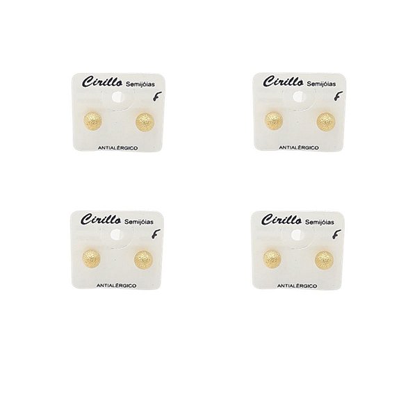 Brinco Bolinha  Folheado a ouro 18k (4 Pares)  Antialérgico