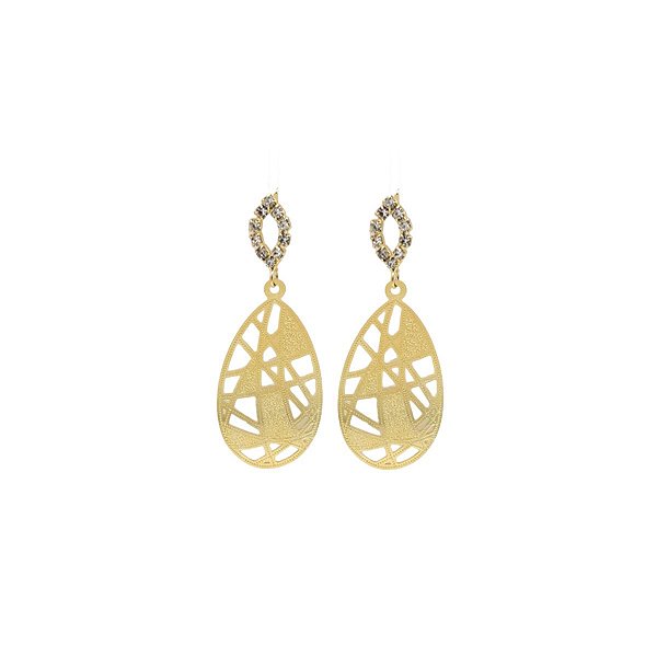 Brinco Pendurado Pedra Banhado Ouro 18k Antialérgico
