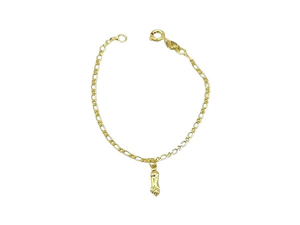 Pulseira Infantil Figa Dourada Lisa 0022 Folheado a ouro 18k
