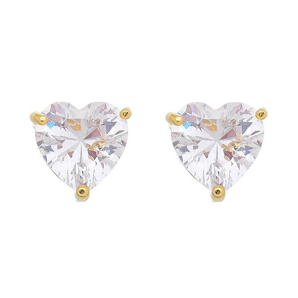 Brinco Zircônia 1cm Coração 3089 Folheado Ouro 18k
