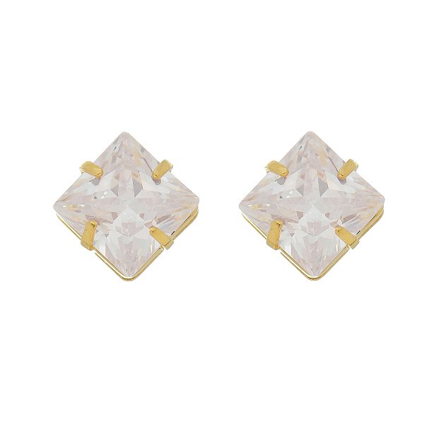 Brinco Zircônia 10x10 Banhado 3094 Antialérgico