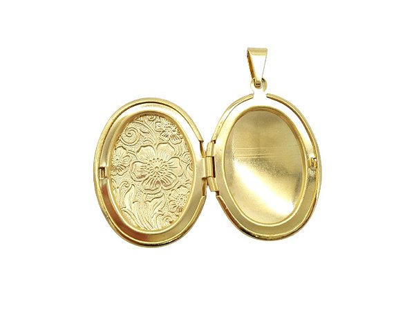 Pingente Relicário Flores Secretas 3290 Folheado Ouro 18k