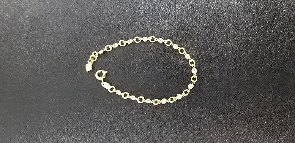 PULSEIRA INFANTIL FOLHEADO OURO 18K DE PEDRINHAS 4014 PU-04