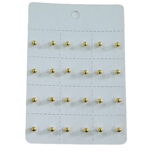 Brincos Bola 3mm Folheados ouro 18k 1095 Infantil
