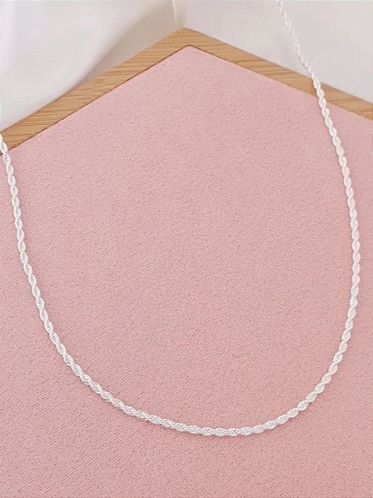 Colar cordão baiano  2mm - Folheado a prata