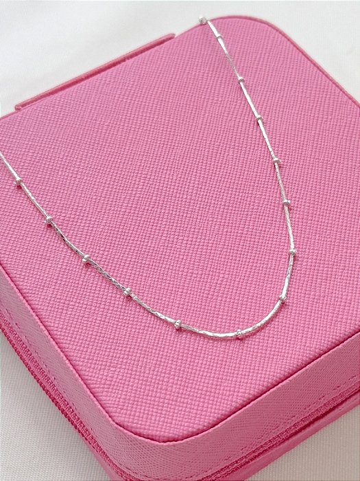 Choker fita bolinhas - Folheado a prata