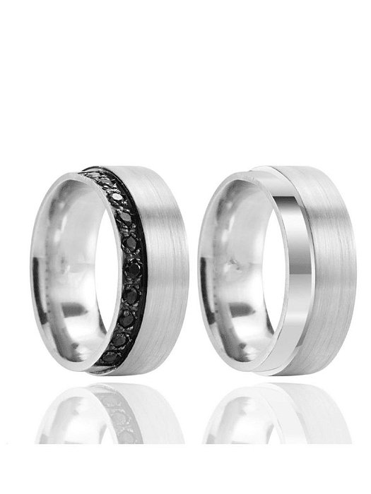 Par de Aliança True Love com pedra - Prata 950