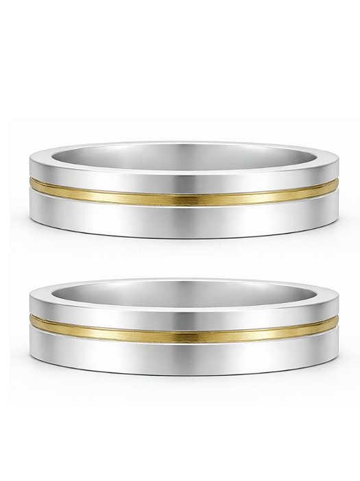 Par de Aliança fio de ouro - Aço Inox