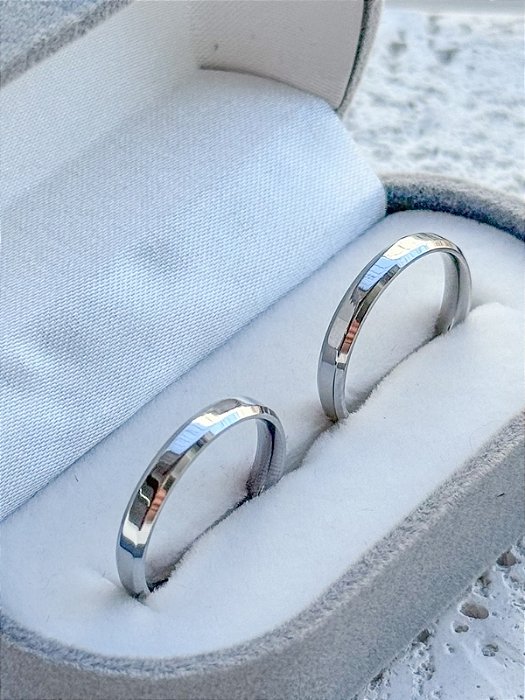 Par de Aliança Chanfrada 3mm - Aço Inox