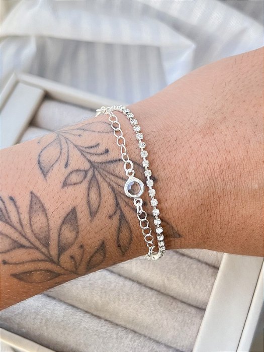 Pulseira Dupla - Folheado a prata