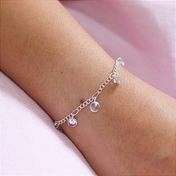 Pulseira de pedrinhas - Folheado a prata