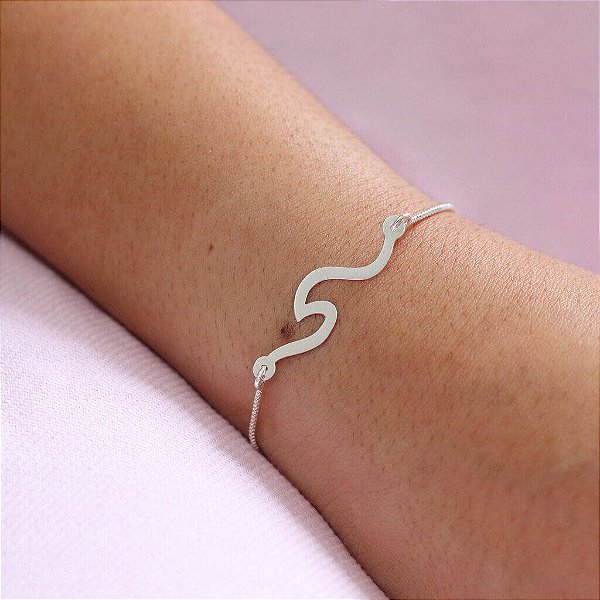 Pulseira de onda - Folheado a prata