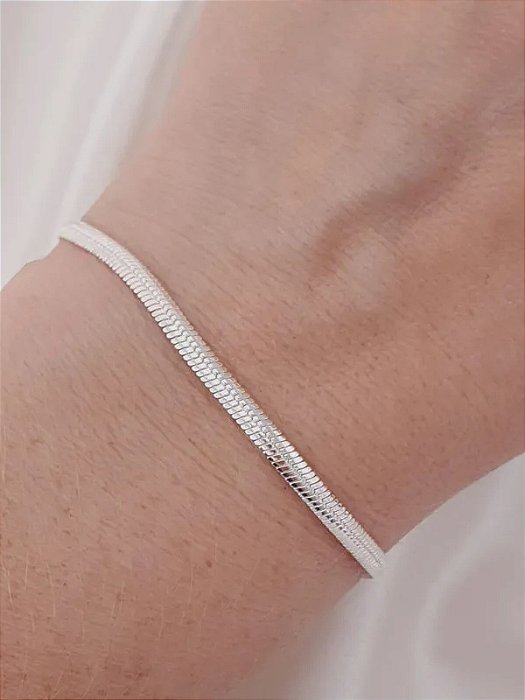 Pulseira de Fita 3mm - Folheado a prata