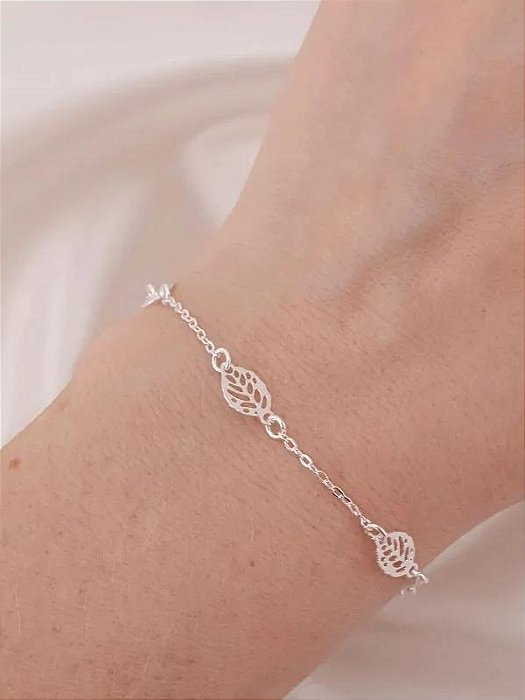 Pulseira mini folhas - Folheado a prata