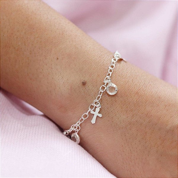 Pulseira Cruz - Folheado a prata