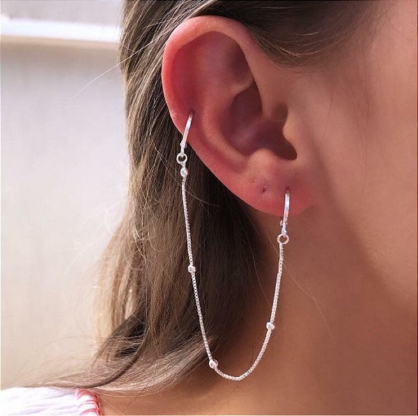 Brinco Ear Line Veneziana - Folheado a prata