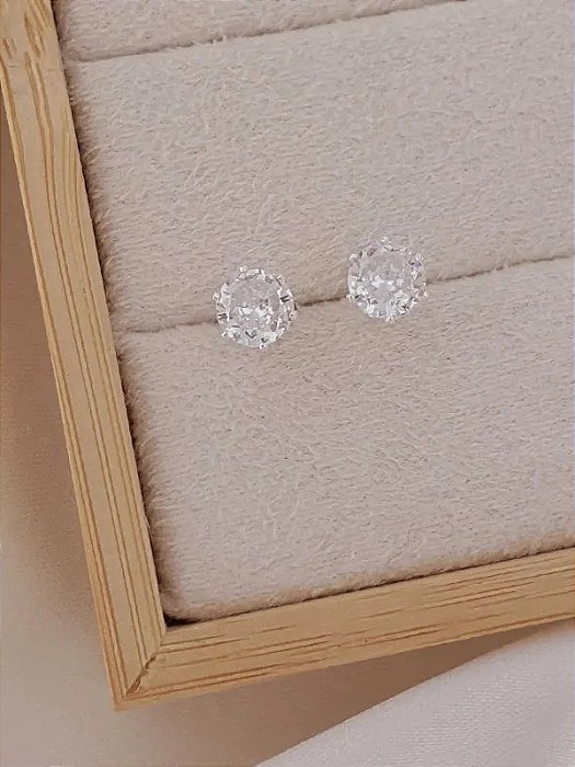 Brinco zirconia G - Folheado a prata