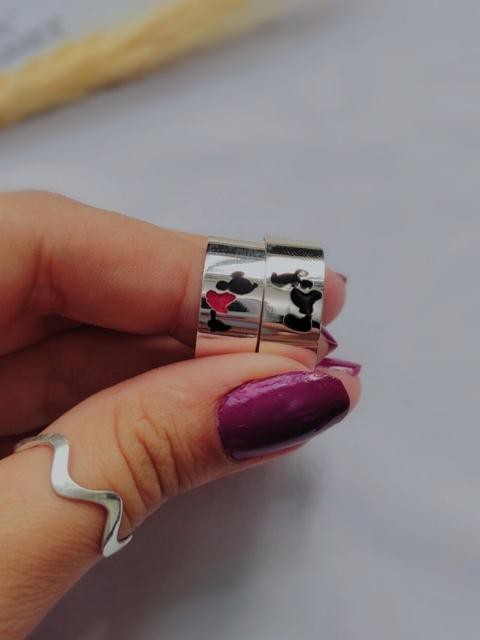 Par de Aliança Minnie e Mickey - Prata 950