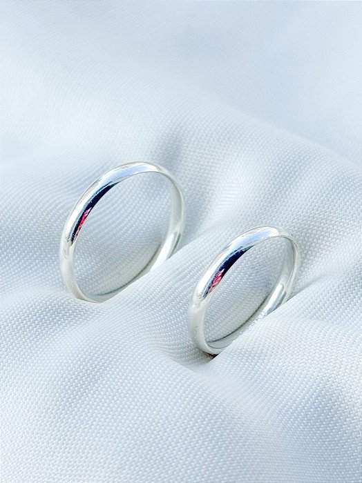 Par de Aliança Julieta 3mm - Prata 950