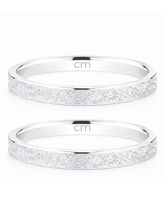 Par de Aliança Diamantada 2mm - Prata 950