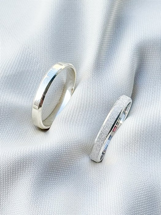 Par de Aliança Snow White 3mm - Prata 950