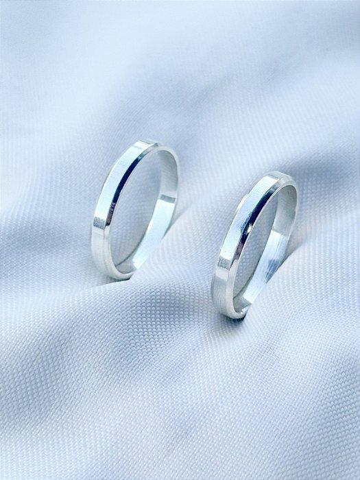 Par de Aliança Chanfrada - Prata 950