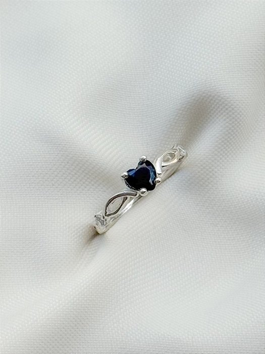 Anel Solitário Love Black - Prata 950