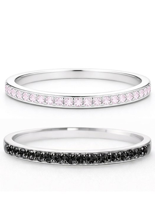 Par de aliança bella preta e rosa - Prata 950