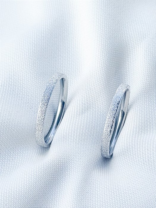 Par de Aliança diamantada 2mm Reta - Aço Inox