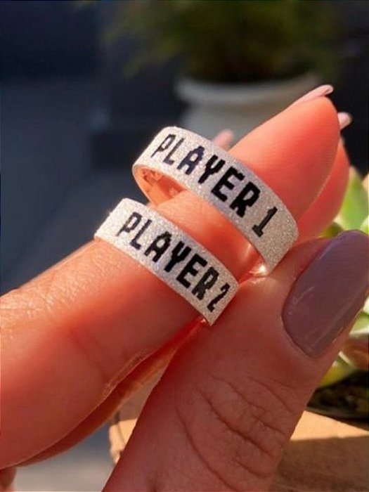 Par de Aliança Player 1 / Player 2 Prata 950