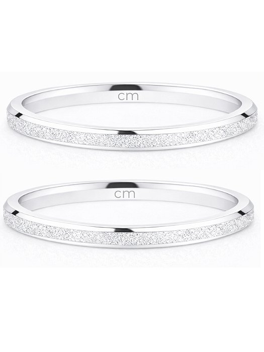 Par de Aliança Diamantada 2mm - Prata 950