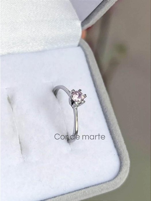 Anel Solitário Malta Rosa - Aço Inox