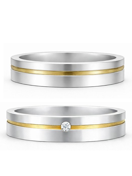 Par de aliança Fio de ouro com pedra - Aço Inox