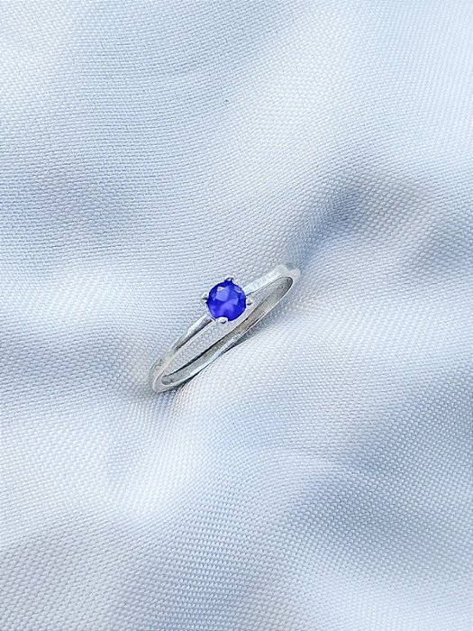 Anel Solitário Encanto Azul Royal - Prata 950