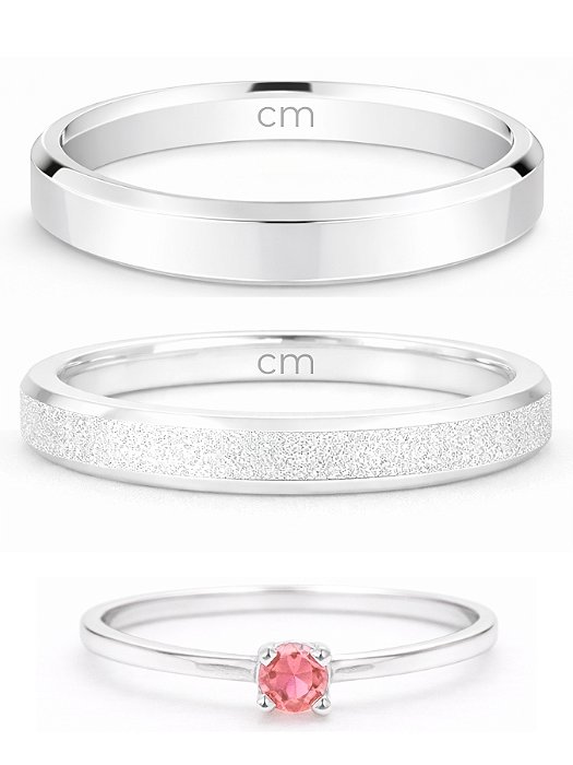 Par de Aliança Snow 3mm + Solitário Encanto Rosa Claro - Prata 950