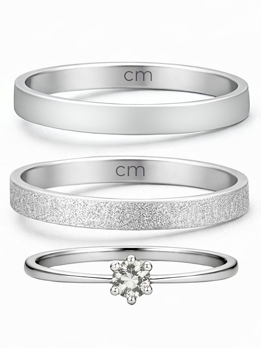Par de Aliança Snow 2mm + Solitário - Aço Inox