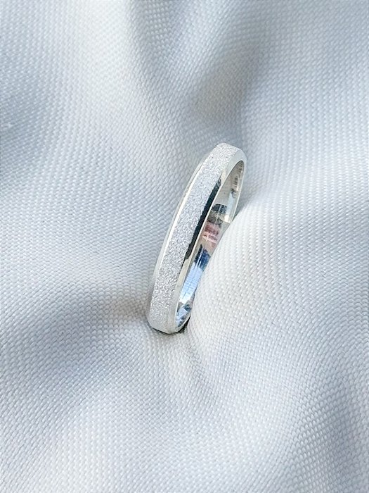 Anel Aliança Diamantada 3mm - Prata 950 (Unidade)
