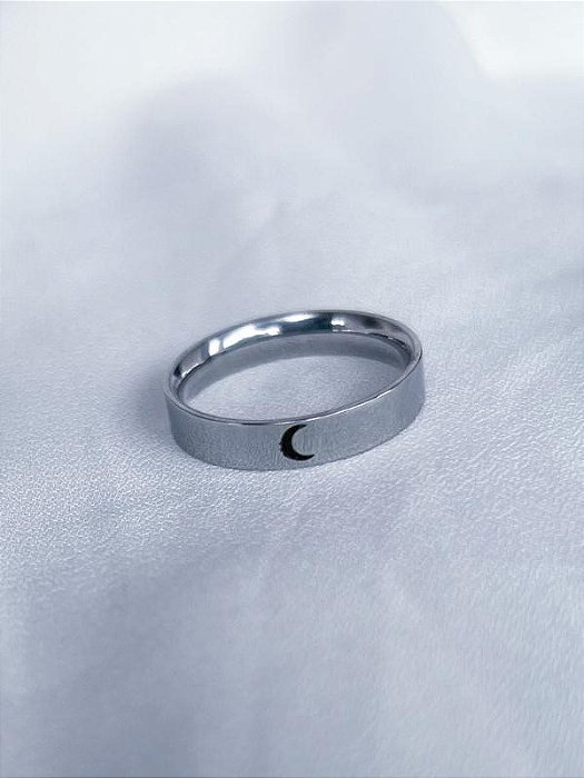 Anel Aliança Lua Clássica - Aço Inox (Unidade)