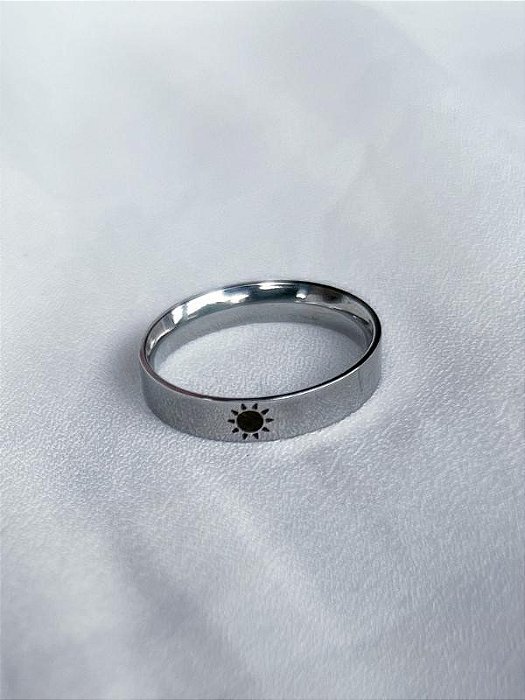 Anel Aliança Sol Clássico - Aço Inox (Unidade)