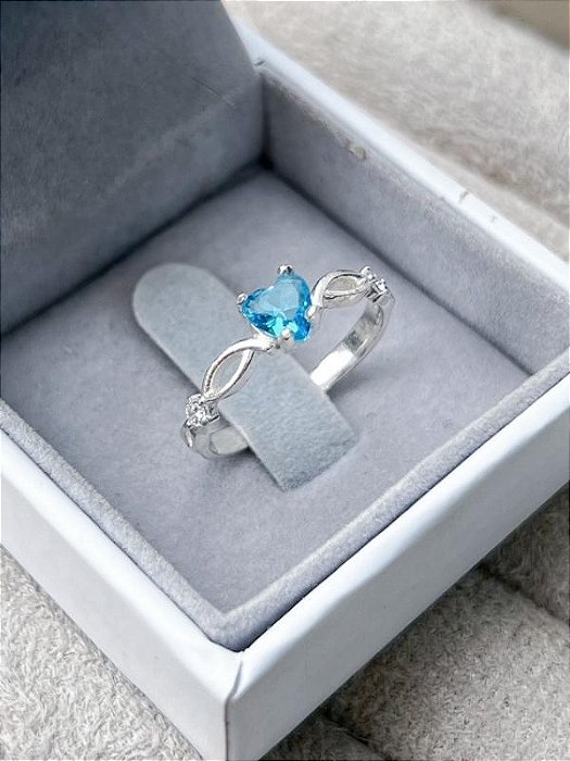 Anel Solitário Love Blue - Prata 950