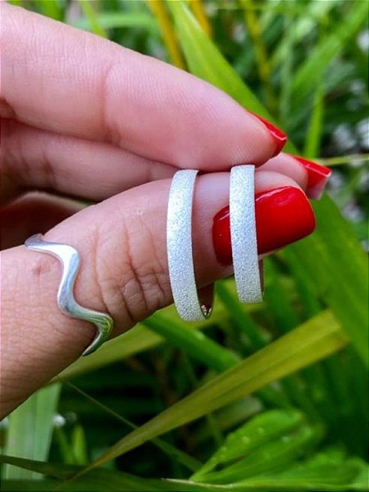 Par de Aliança Diamantada 3mm - Prata 950