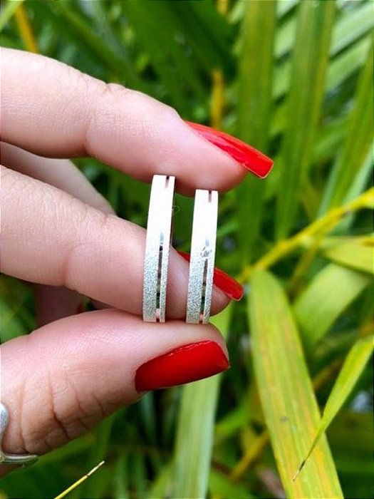 Par de Aliança Delicate 3mm com pedra - Prata 950