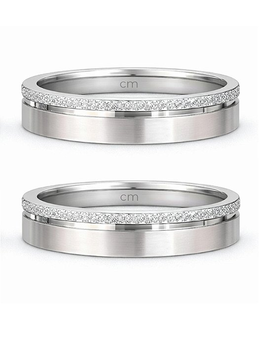 Par de Aliança Escovada - Aço Inox