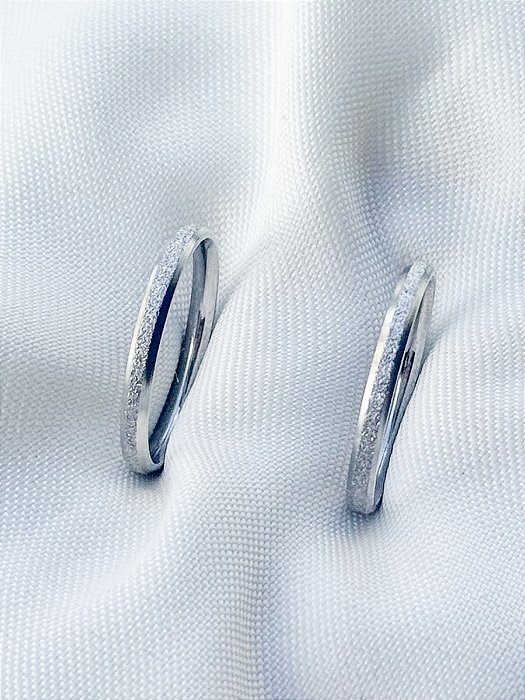 Par de aliança diamantada 2mm - Aço Inox
