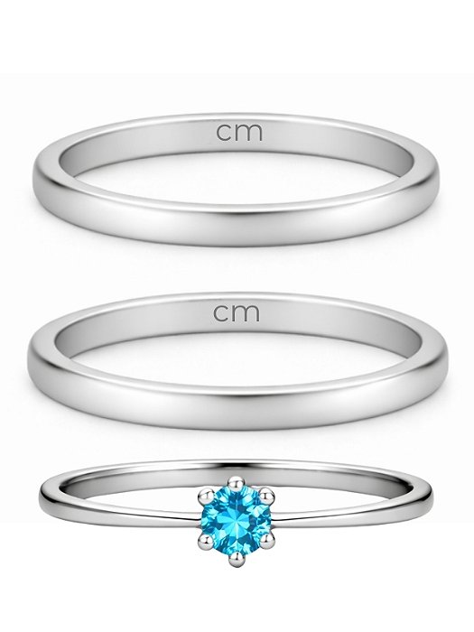 Par de Alianças Julieta 2mm + Solitário Azul - Aço inox