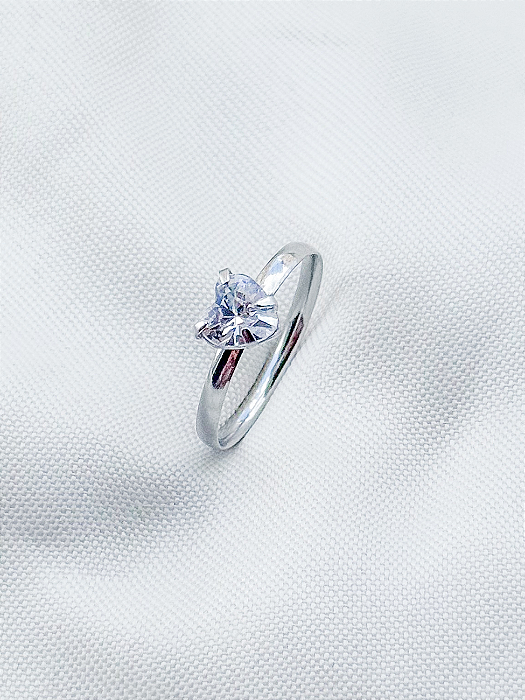 Anel Solitário Love Cristal - Aço Inox