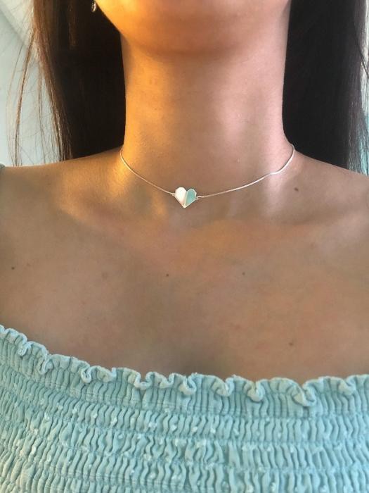 Choker Coração Origami - Prata 925