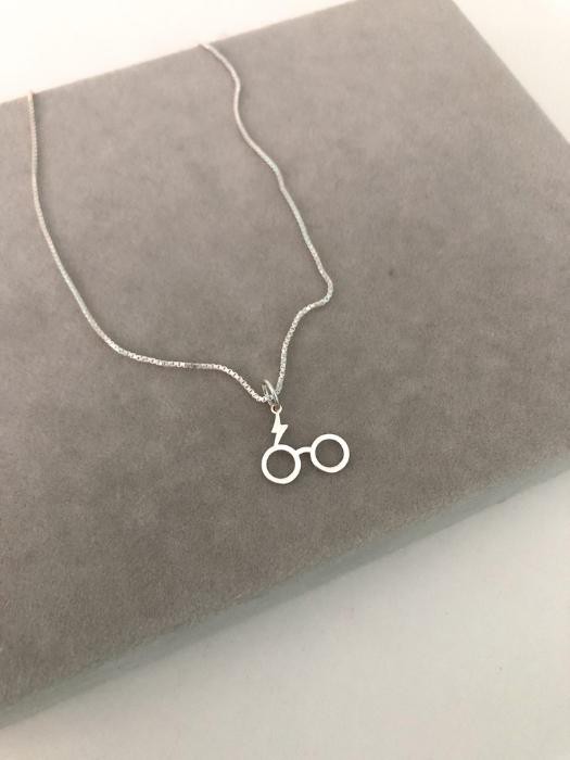 Colar Óculos + Raio Harry Potter - Prata 925