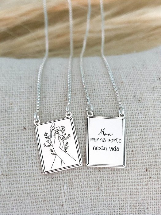 Escapulário “Mãe, minha sorte nesta vida” – Prata 925