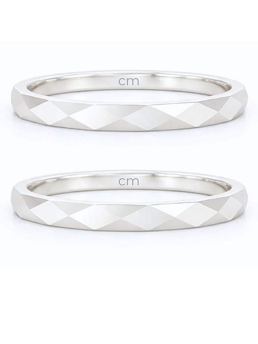 Par de Aliança Geométrica 2mm - Prata 950